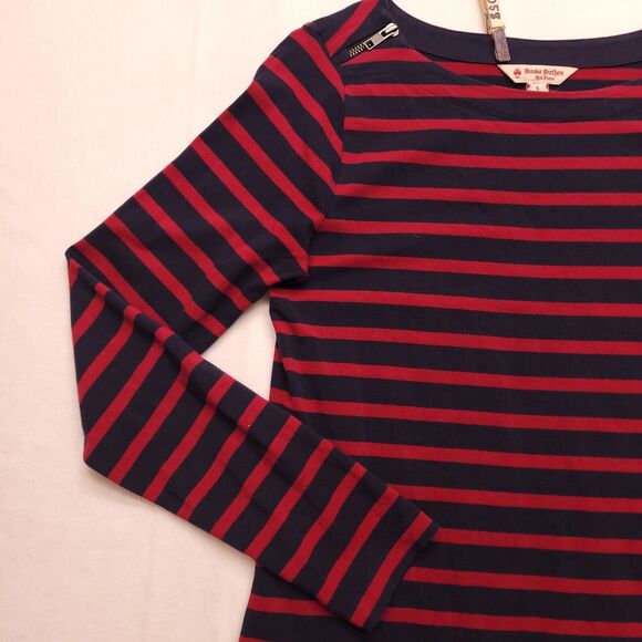 Brooks Brothers Casual Long Sleeve Crew Neck T Shirt Womens Size S Blue Red - Picture 4 of 10